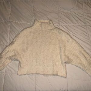 Express Soft Cream Cropped Turtleneck Sweater